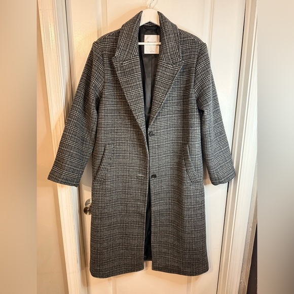 Abercrombie & Fitch Women’s Herringbone Wool-Blend Tailored Top Coat Size Large - Picture 1 of 6